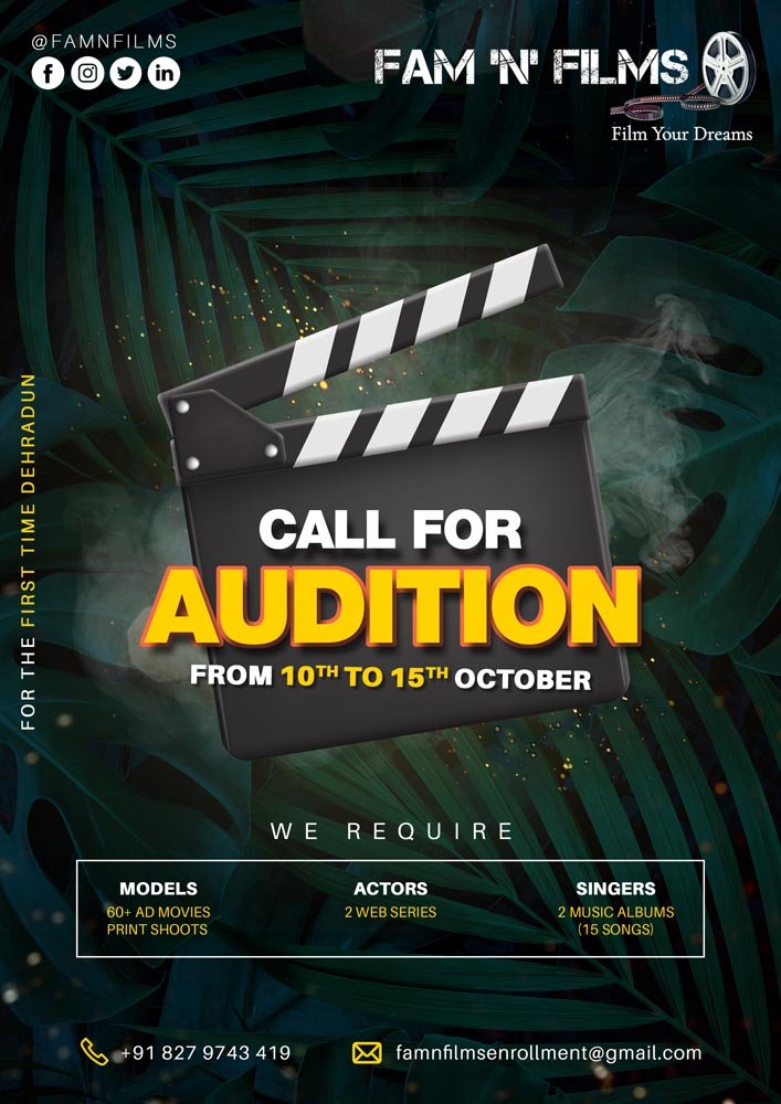 Call For Audition (from 10th to 15th Oct)